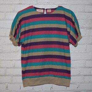 🌈 Career Guild Vintage Striped Tee · Size Large